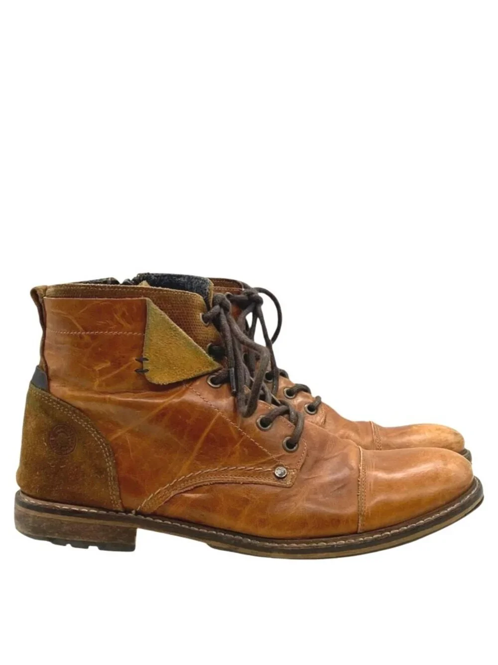 Bullboxer Kelden Leather Cap Toe Boots 9 42 Handmade in Portugal Lace-Up Ankle